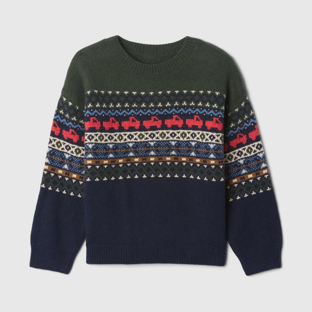NWT GAP Toddler CashSoft Crewneck Sweater - Multi Fair Isle